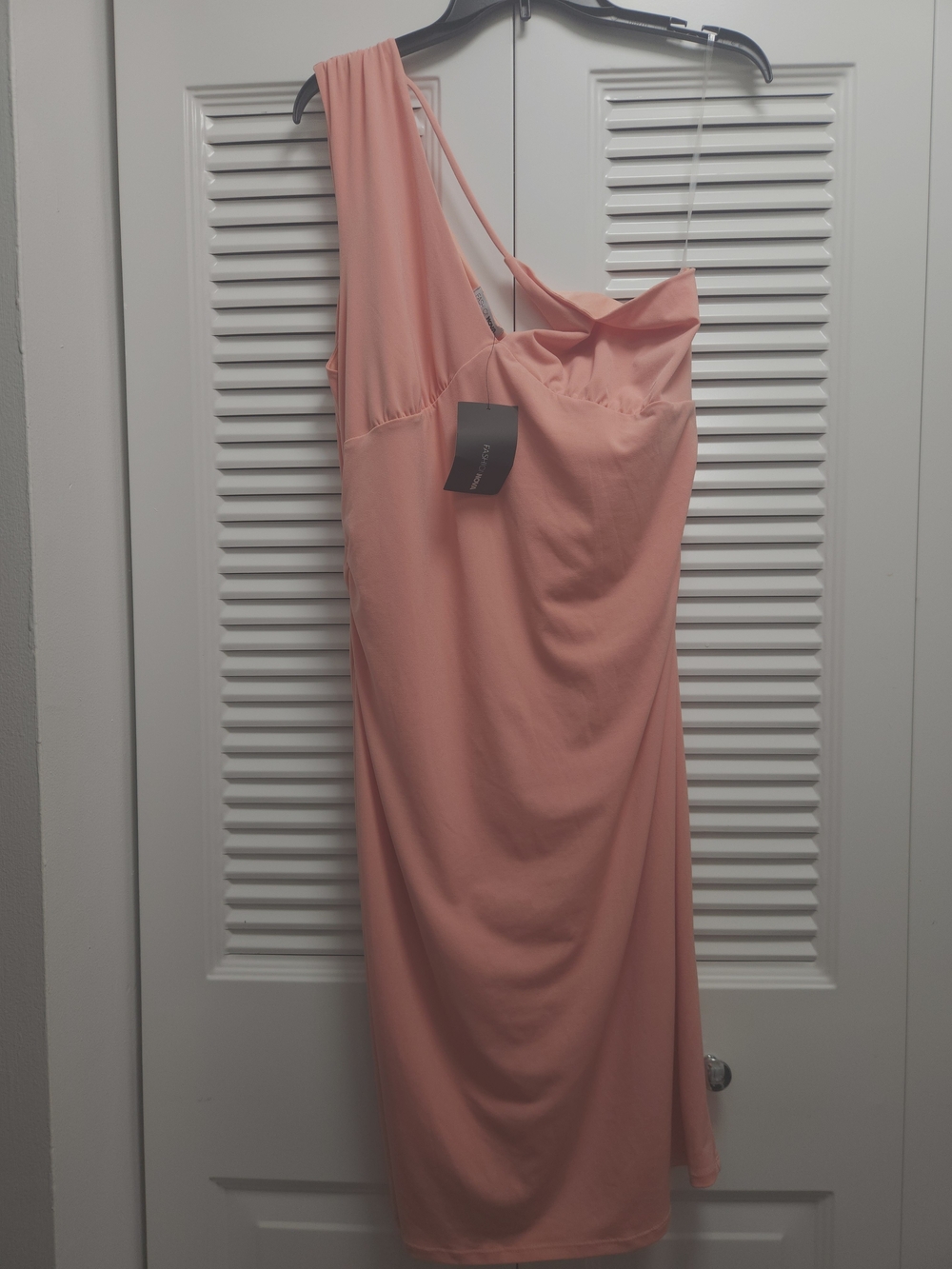 Fashion Nova Jourdan One Shoulder Midi Dress – Peach, Size 2X